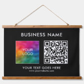 Aangepaste Bedrijf Bedrijf QR Code Logo Tekst Hangend Wandkleed (Voorkant)