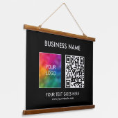 Aangepaste Bedrijf Bedrijf QR Code Logo Tekst Hangend Wandkleed (Gebogen)