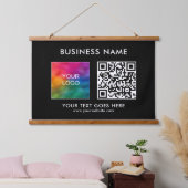 Aangepaste Bedrijf Bedrijf QR Code Logo Tekst Hangend Wandkleed (Slaapkamer)
