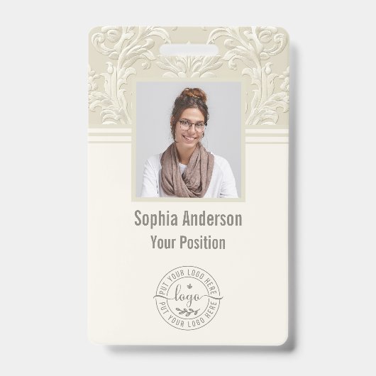 Aangepaste bedrijf foto QR-code klassieker Badge (Voorzijde)