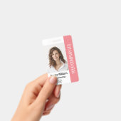 Aangepaste Bedrijf Grote Medewerker Foto Roze ID Badge (Handheld)