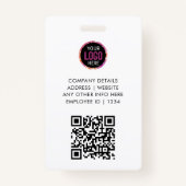 Aangepaste Bedrijf Logo Bar Code Medewerker Foto Badge (Achterkant)