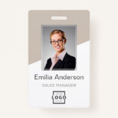 Aangepaste Bedrijf Logo Bar Code Medewerker Foto T Badge (Voorkant)