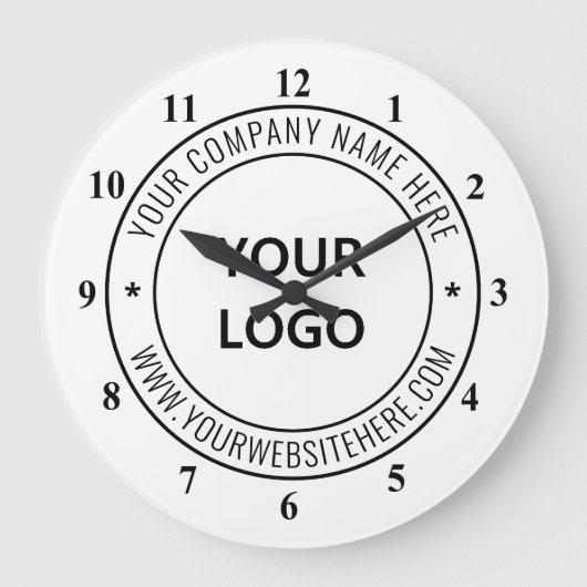 Aangepaste Bedrijf Logo en Tekst Business Clock Grote Klok (Voorkant)