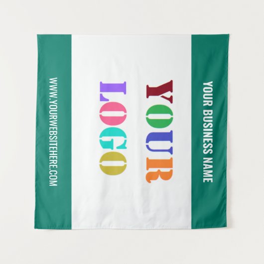 Aangepaste Bedrijf Logo en Tekst Tapestry Sjabloon Wandkleed (Voorkant (horizontaal))