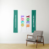 Aangepaste Bedrijf Logo en Tekst Tapestry Sjabloon Wandkleed (In Situ (horizontaal))