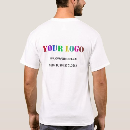 Aangepaste Bedrijf Logo en Tekst Zakelijk T-shirt (Achterkant)