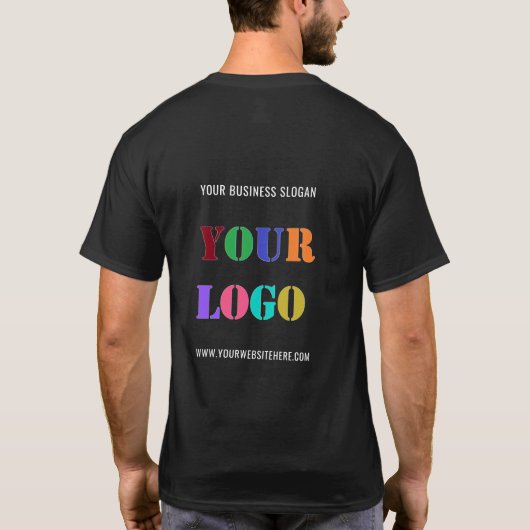 Aangepaste Bedrijf Logo en Tekst Zakelijk T-shirt (Achterkant)