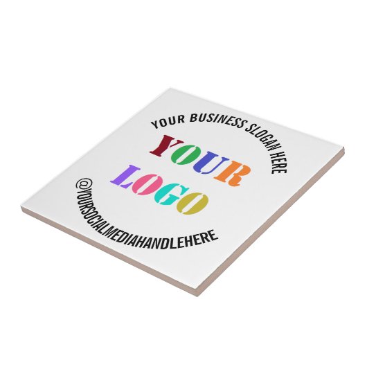Aangepaste Bedrijf Logo en Tekst Zakelijke Keramis Tegeltje (Zijkant)