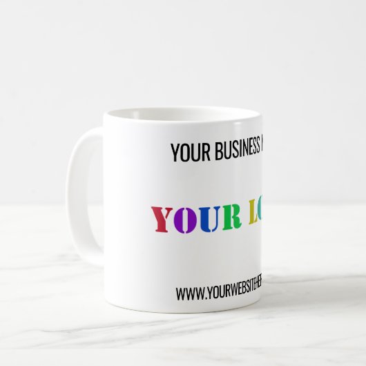 Aangepaste Bedrijf Logo en Tekst Zakelijke Mok (Voorkant links)