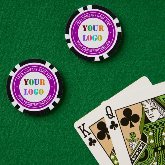 Aangepaste Bedrijf Logo en Tekst Zakelijke Poker C Chips (Pokertafel (Dubbel))