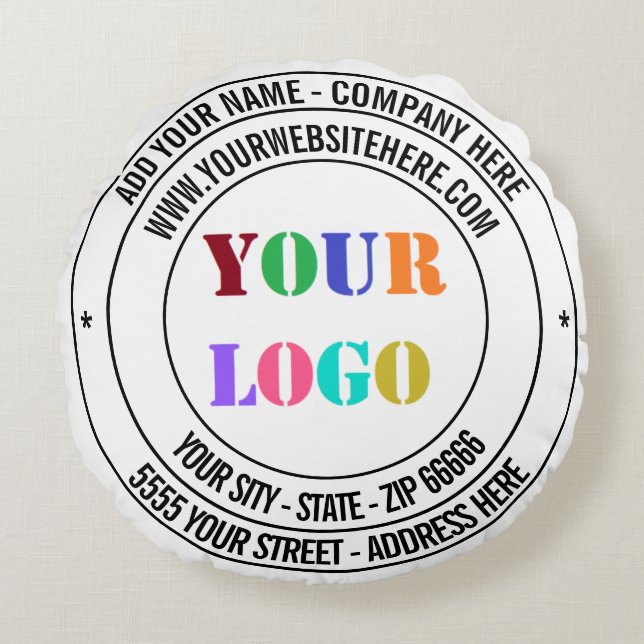 Aangepaste Bedrijf Logo en Tekst Zakelijke Ronde K Rond Kussen (Voorkant)
