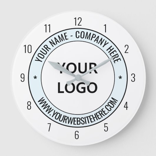 Aangepaste Bedrijf Logo en Tekstklok - Kies kleure Grote Klok (Voorkant)
