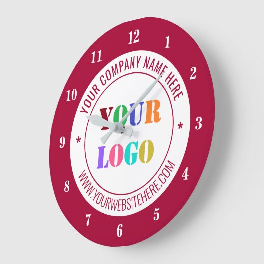 Aangepaste Bedrijf Logo en Tekstklok - Kies kleure Grote Klok (Hoek)