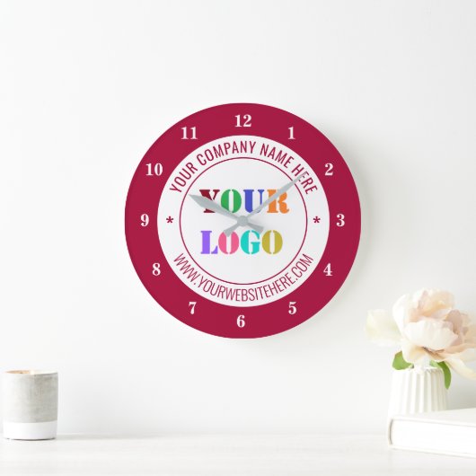 Aangepaste Bedrijf Logo en Tekstklok - Kies kleure Grote Klok (Huis)
