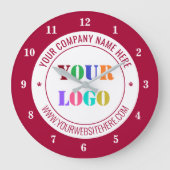 Aangepaste Bedrijf Logo en Tekstklok - Kies kleure Grote Klok (Voorkant)