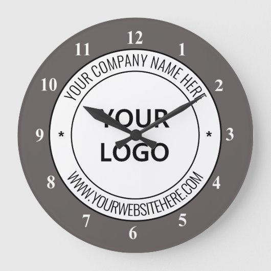 Aangepaste Bedrijf Logo en Tekstklok Sjabloon Grote Klok (Voorkant)