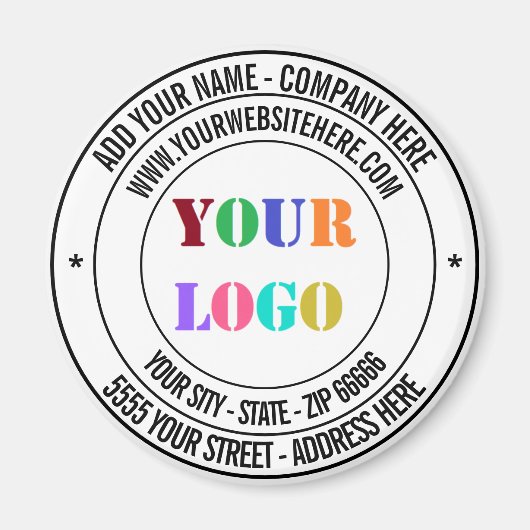 Aangepaste Bedrijf Logo en Tekstmagneet Sjabloon Magneet (Voorkant)