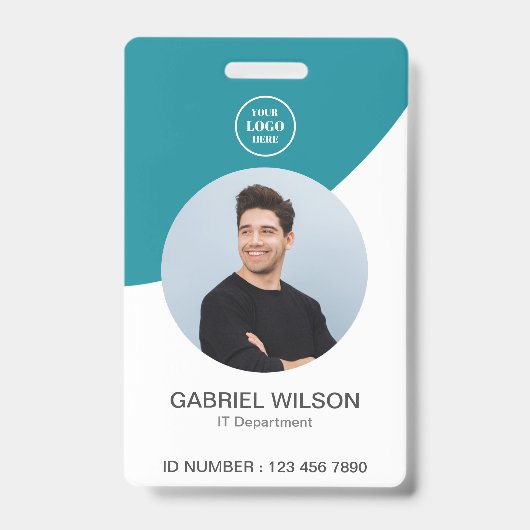 Aangepaste Bedrijf Logo Foto Medewerker ID Badge (Voorzijde)