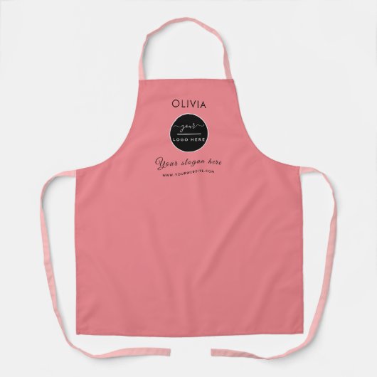 Aangepaste Bedrijf Logo gepersonaliseerde zwarte A Schort (Voorkant)