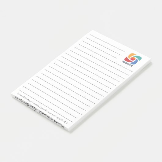 Aangepaste Bedrijf Logo Lined Business Post-it® Notes (Schuin)