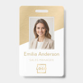 Aangepaste Bedrijf Logo Medewerker Foto Geborsteld Badge (Voorzijde)