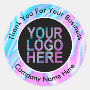 Aangepaste bedrijf Logo met tekst holografisch Ronde Sticker