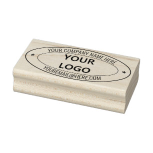 Aangepaste Bedrijf Logo Naam E-mail Ovaal Rubber S Rubberstempel