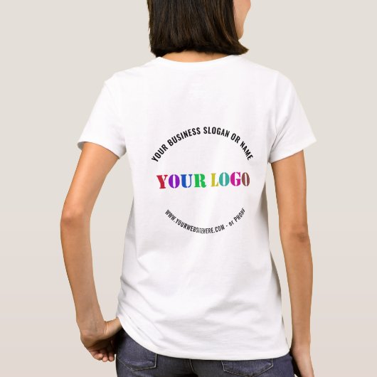Aangepaste Bedrijf Logo Naam Website Zakelijk T-sh T-shirt (Achterkant)