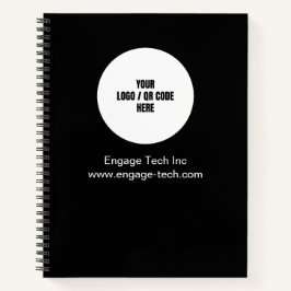 Aangepaste Bedrijf Logo Naam Zwart Modern Minimali Notitieboek