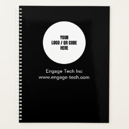 Aangepaste Bedrijf Logo Naam Zwart Modern Minimali Planner