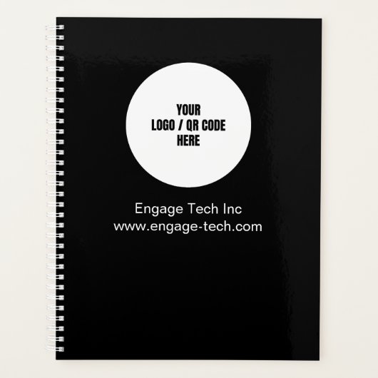 Aangepaste Bedrijf Logo Naam Zwart Modern Minimali Planner (Voorkant)