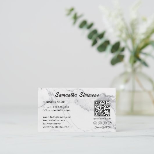 Aangepaste Bedrijf Logo QR Code Medewerker Eenvoud Visitekaartje (Staand voorkant)