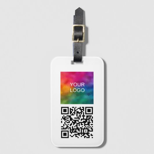 Aangepaste Bedrijf Logo QR Code Naam Tekst Scan Me Bagagelabel (Voorkant (verticaal))