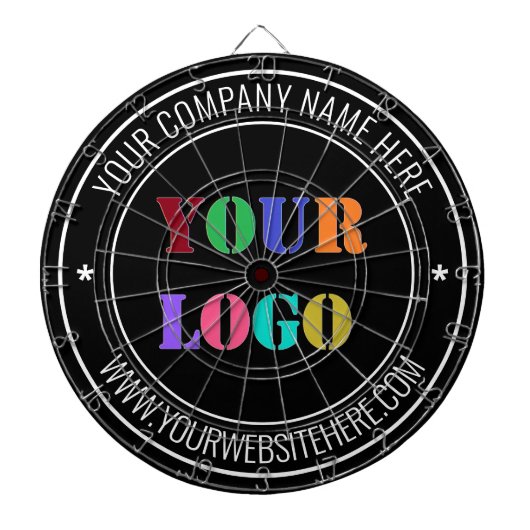 Aangepaste Bedrijf Logo Tekst Dart Board Sjabloon Dartbord (Voorkant)