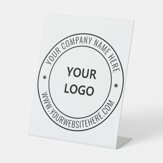 Aangepaste Bedrijf Logo Tekst Pedestal Sign Sjablo Reclamebord Met Voetstuk (Voorkant)