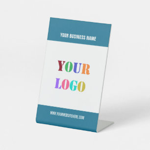 Aangepaste Bedrijf Logo Tekst Pedestal Sign Sjablo Reclamebord Met Voetstuk