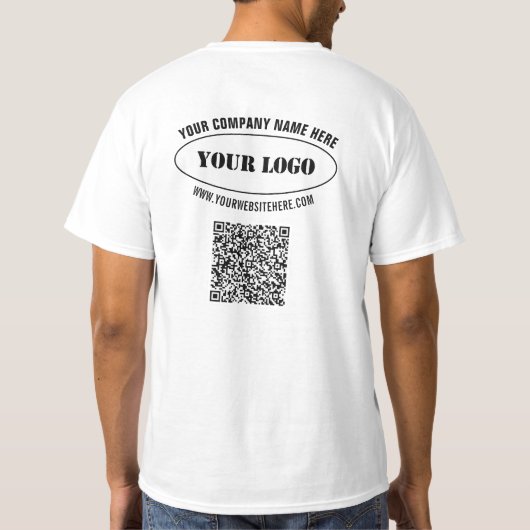 Aangepaste Bedrijf Logo Tekst QR Code Zakelijk T-s T-shirt (Achterkant)
