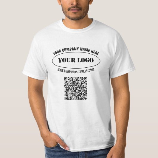 Aangepaste Bedrijf Logo Tekst QR Code Zakelijk T-s T-shirt (Voorkant)