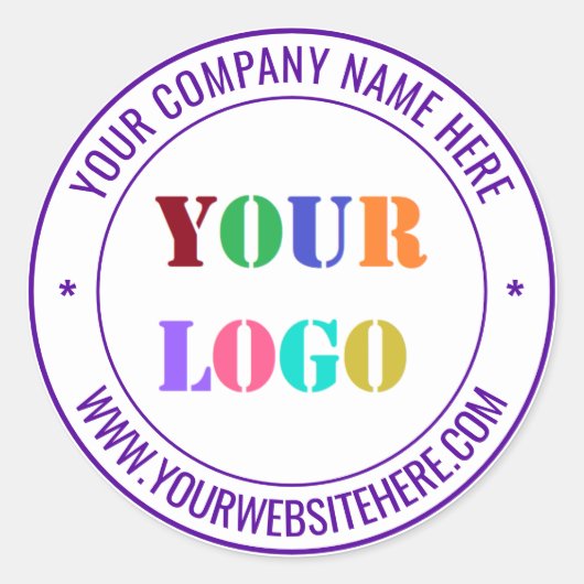 Aangepaste Bedrijf Logo Tekst Ronde Sticker Sjablo (Voorkant)