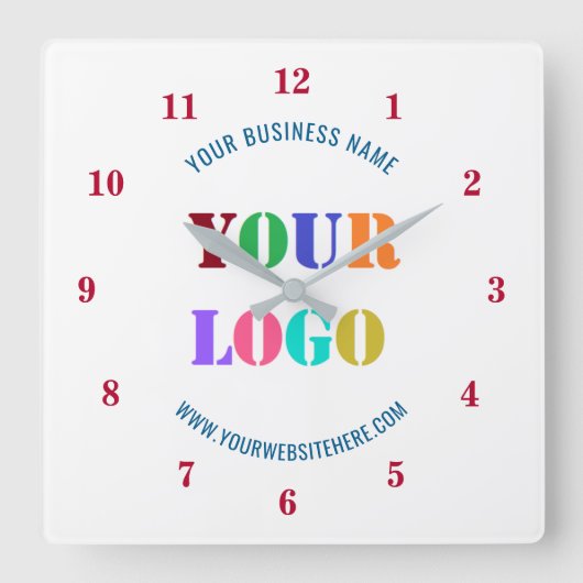 Aangepaste Bedrijf Logo Tekst Zakelijke Wandklok (Voorkant)