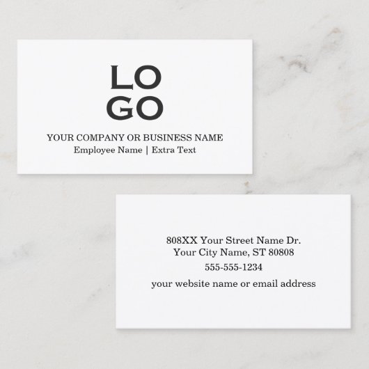 Aangepaste Bedrijf of Bedrijf Logo & Titel op Wit Visitekaartje (Voorkant / Achterkant)