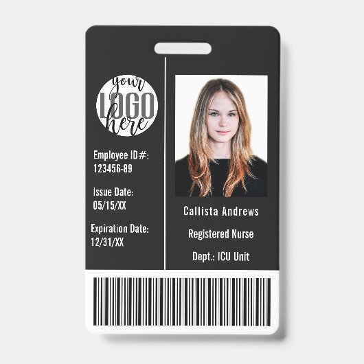 Aangepaste bedrijf personeel foto naam barcode log badge (Voorzijde)