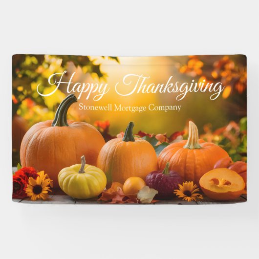 Aangepaste bedrijf Thanksgiving pompoen kantoorfee Spandoek (Horizontaal)