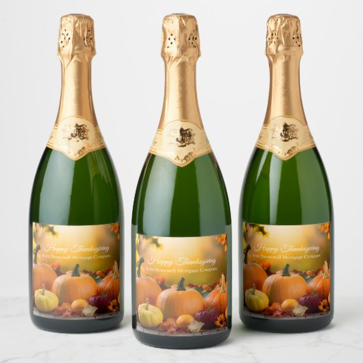 Aangepaste Bedrijf Thanksgiving Pompoen Partij Sparkling Wijnetiket (Flessen)