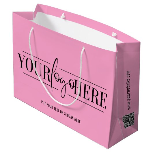 Aangepaste Bedrijf toevoegen Zakelijke Logo QR Cod Groot Cadeauzakje (Achterkant Gekanteld)