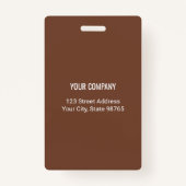 Aangepaste bedrijfs Basic Employee Name Foto Brown Badge (Achterkant)