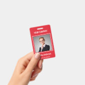 Aangepaste bedrijfs Basic Employee Name Foto Red Badge (Handheld)
