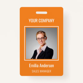 Aangepaste bedrijfs Basic Employee Name Photo Oran Badge