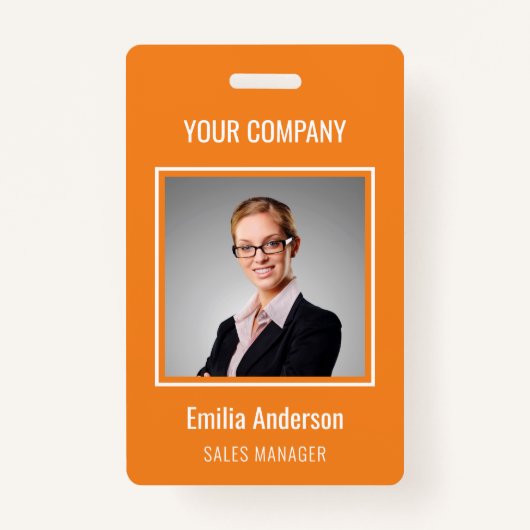 Aangepaste bedrijfs Basic Employee Name Photo Oran Badge (Voorkant)